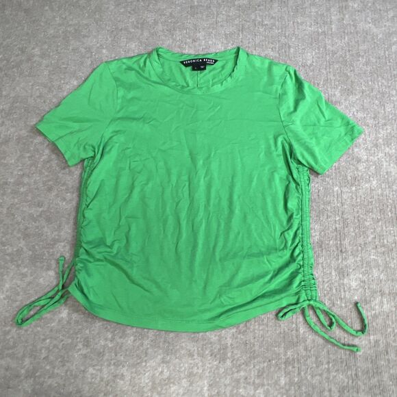 Veronica Beard Kelly Green Gathered Tie-Side T-Shirt Women’s Small‎ Ruched Pima - Picture 1 of 7